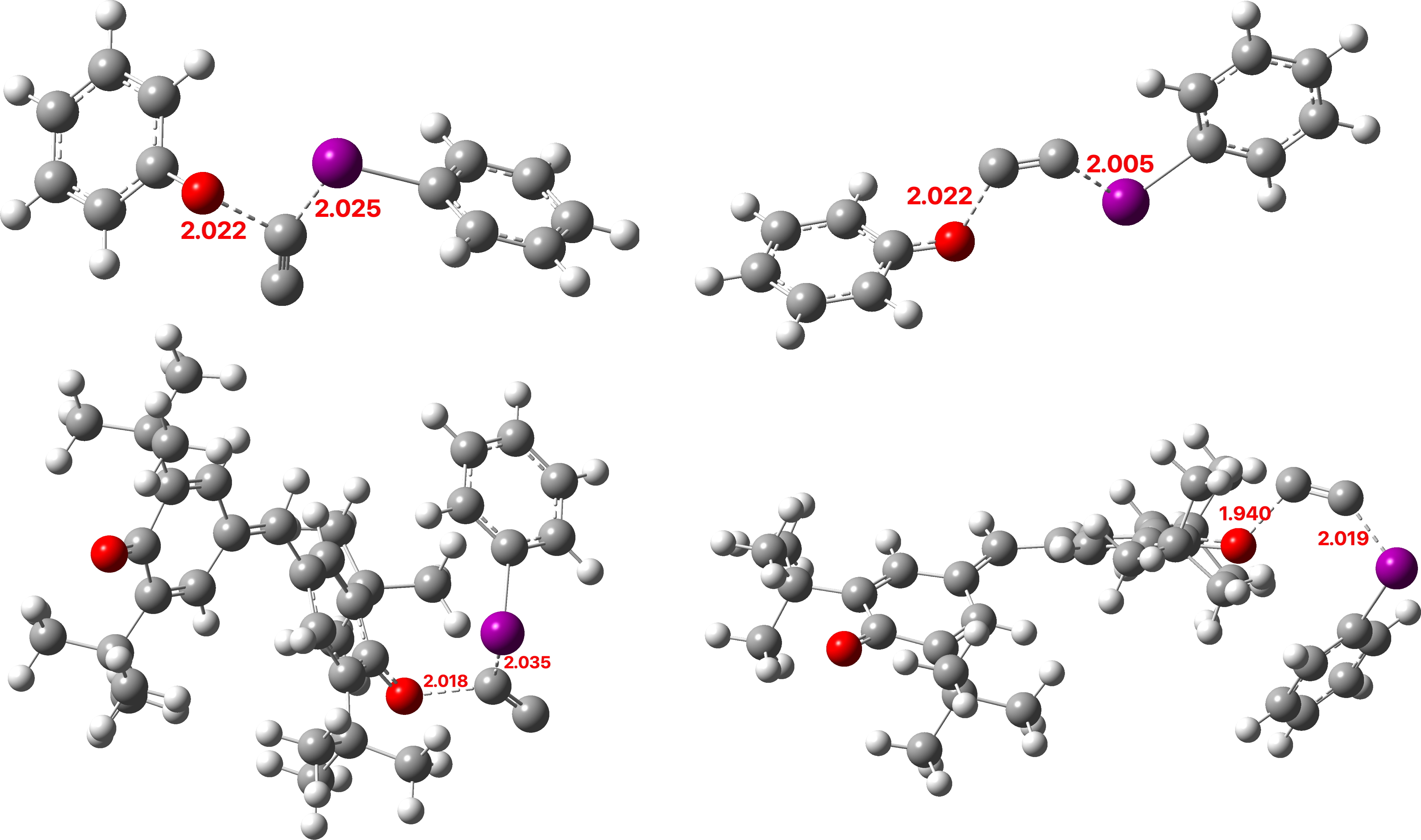 Models for competing 1,1- and 1,2- substitution reactions of 11 by galvinoxyl. Distances in Å.